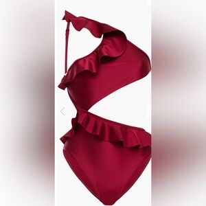 Zimmermann Deep Red Ruffled One Piece